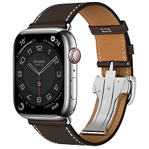 Apple Watch Hermes Series 9 45mm Silver Stainless Steel Case with Single Tour Deployment Buckle, Ebene (серый)