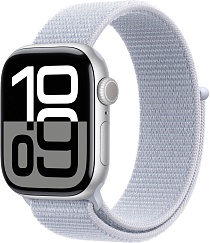 Apple Watch Series 10 46mm Silver Aluminum Case with Sport Loop, Blue Cloud