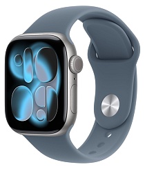 Apple Watch Series 11 42mm Space Gray Aluminum Case with Anchor Blue Sport Band (S/M)
