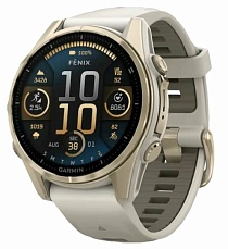 Часы Garmin Fenix 8 43mm Amoled Sapphire Soft Gold, Fog Gray / Dark Sandstone Silicone Band (010-02903-10)