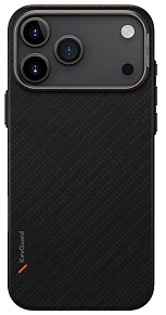 Чехол Uniq Keva Edge Full Kevlar Carbon MagSafe для iPhone 17 Pro, черный (IP6.3P(2025)-KEVAEDMCBLK)