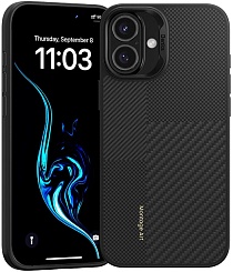 Чехол усиленный Benks Montage ArmorPro Case built with Kevlar для iPhone 16 Plus, черный кевлар (C.K.FL.AP.BK.MA64)