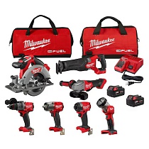 Комбинированный набор инструментов Milwaukee 3697-27 M18 Fuel 7-Tool Combo Kit, черный/красный