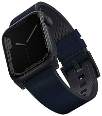 Кожаный ремешок Uniq Straden Waterproof для Apple Watch 49/46/45/44 mm, синий (45MM-STRABLU)