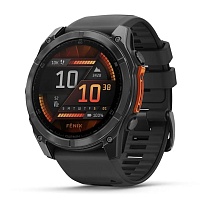 Умные часы Garmin Fenix 8 51 мм AMOLED, серый, черный силиконовый ремешок (010-02905-00)