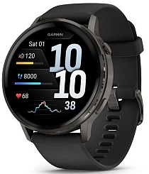 Умные часы Garmin Venu 4 45mm Slate with Black Silicone Band (010-03014-00)
