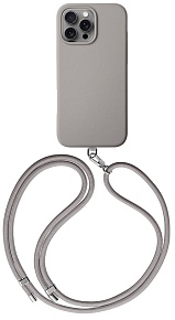 Защитный чехол Uniq Coehl Creme Liquid Silicone MagSafe для iPhone 16 Pro с ремешком, Taupe Grey (IP6.3P(2024)-CREMTGRY)